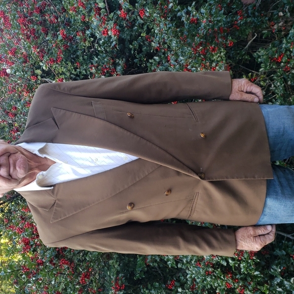 Brown Silk Double Breasted Sportsjacket 42R - Picture 1 of 6